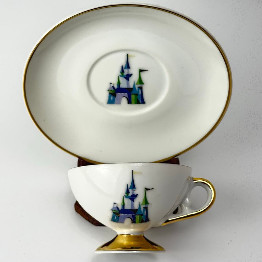 Vintage Disneyland Tinker Bell Teacup Saucer Gold Trim Footed Cup Disneyana Rare - Picture 4 of 7